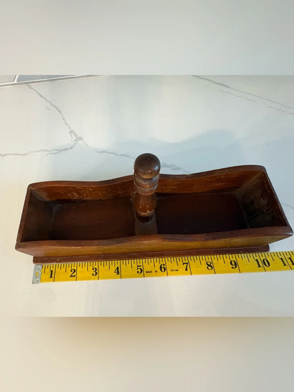 Vintage Wooden Cracker Caddy/ Utensil Tray - Farmhouse Spindle Organizer